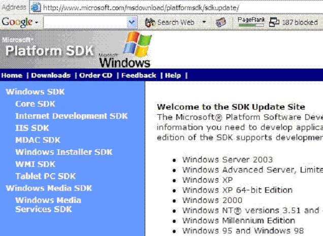 MS Platform SDK page